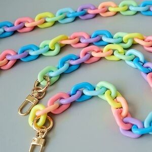 Acrylic Colorful Rainbow Pastel 47.24“ Chain Handbag Wallet Purse Bag Strap